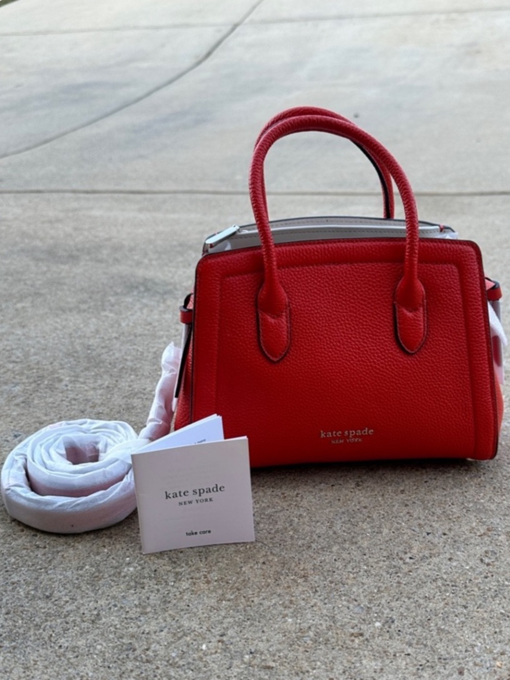Kate Spade New York Knott Mini Satchel in red pebbled leather NWT